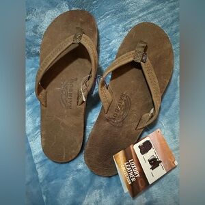 Rainbow Sandals Luxury Leather Flip Flops - Nogales Wood color